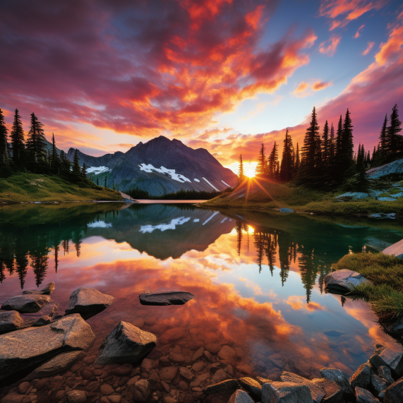 A lake in the mountains.